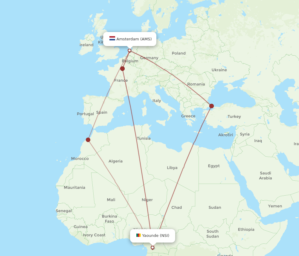 AMS-NSI flight routes