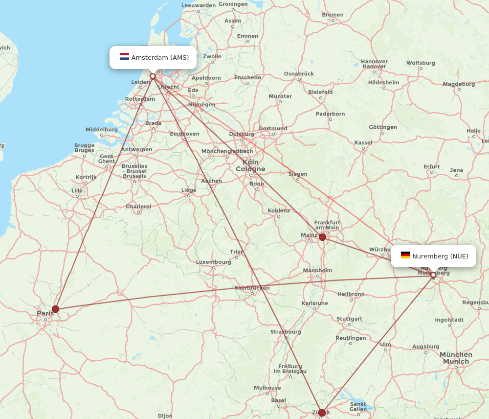 AMS-NUE flight routes