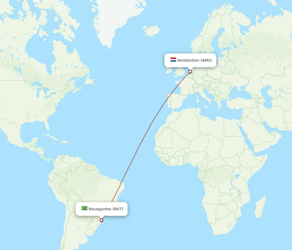AMS-NVT flight routes