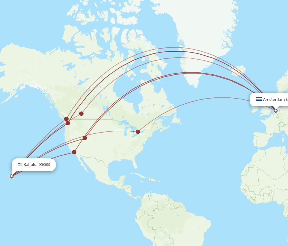 AMS-OGG flight routes