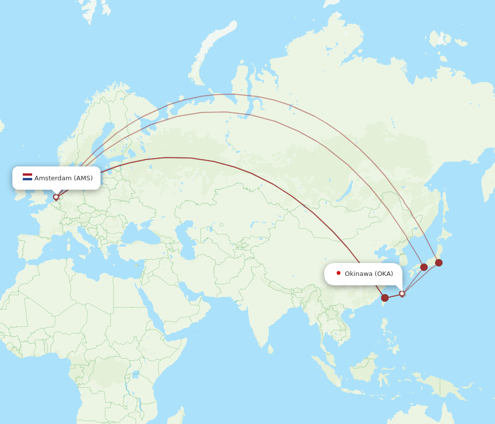 AMS-OKA flight routes