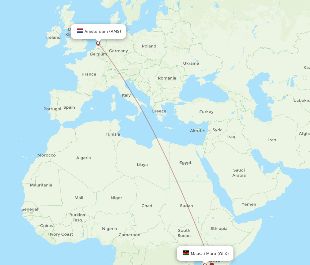 AMS-OLX flight routes