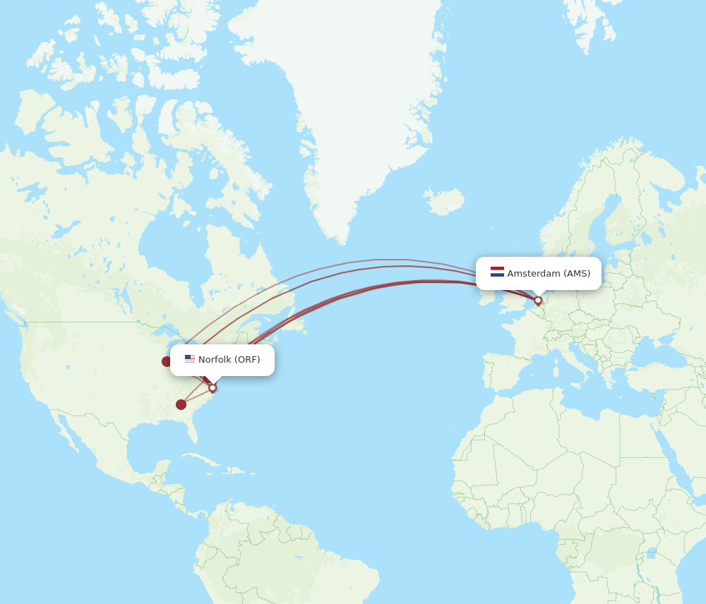 AMS-ORF flight routes
