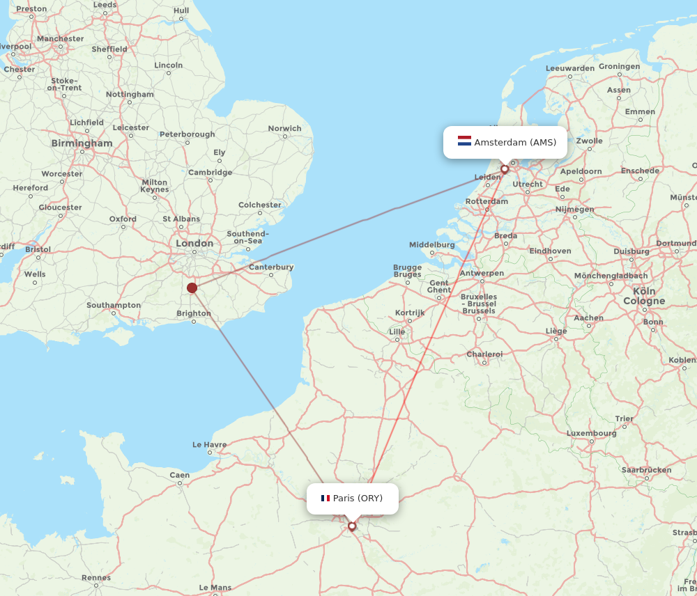 AMS to ORY flights and routes map