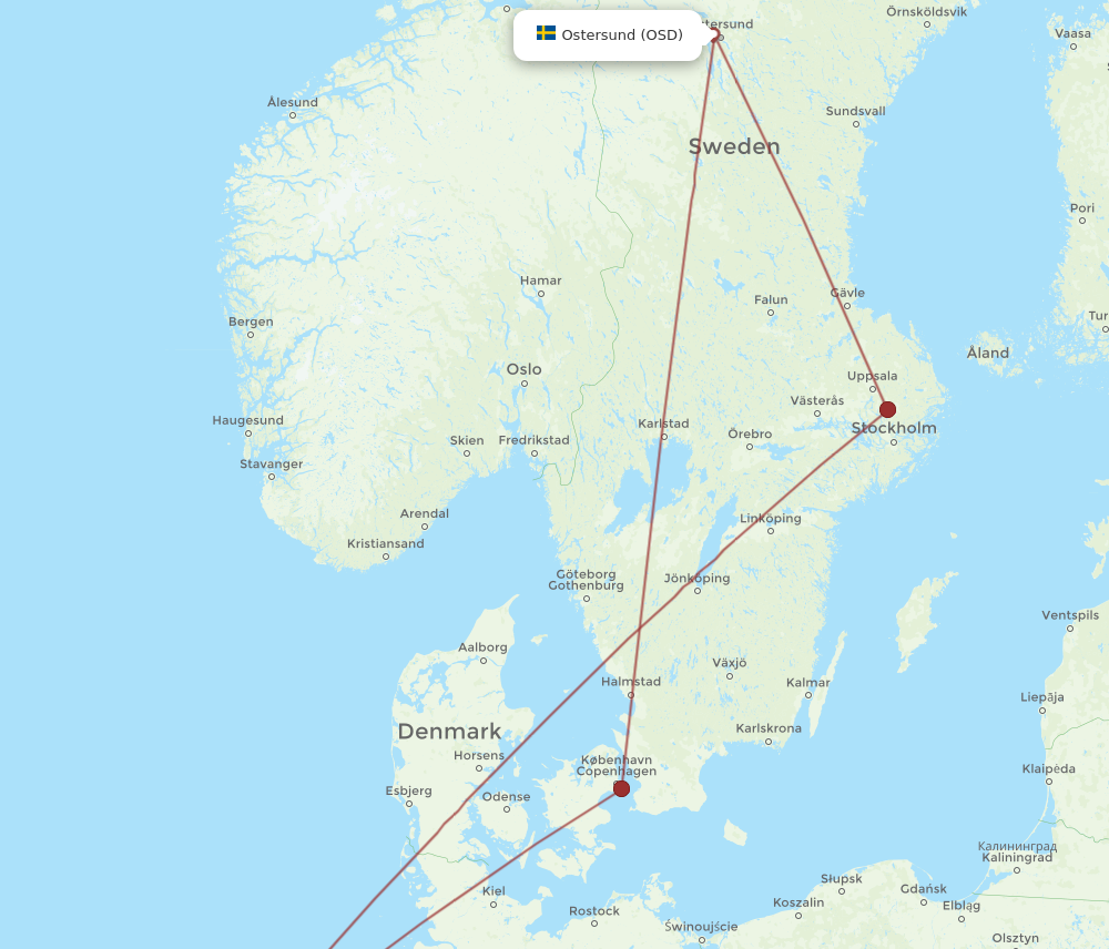 AMS to OSD flights and routes map