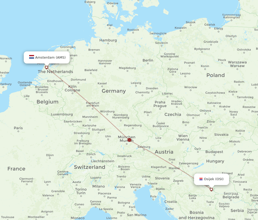 AMS-OSI flight routes