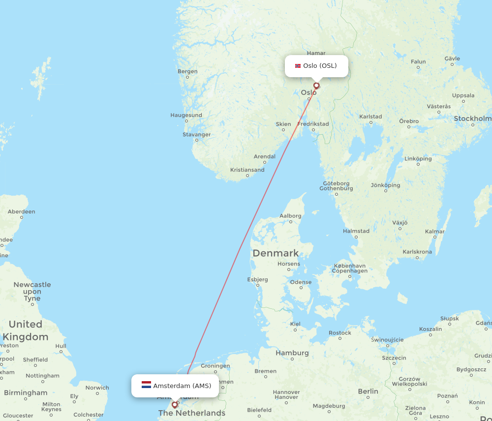 AMS to OSL flights and routes map