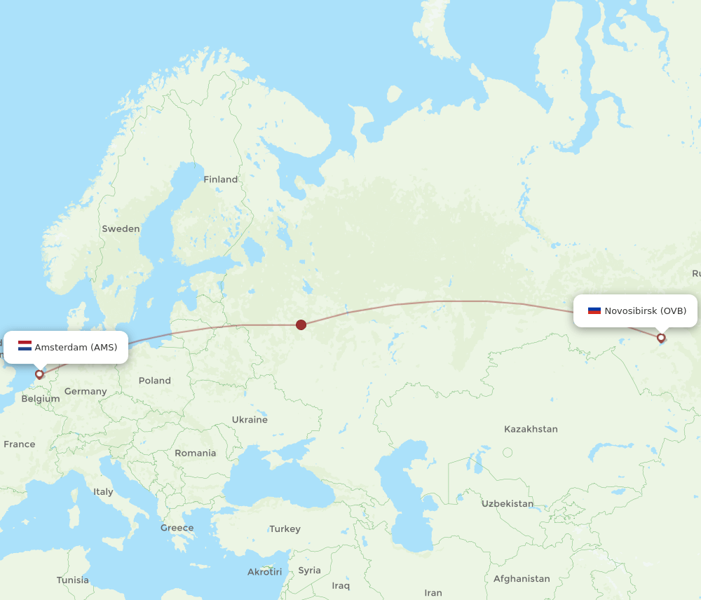 AMS-OVB flight routes
