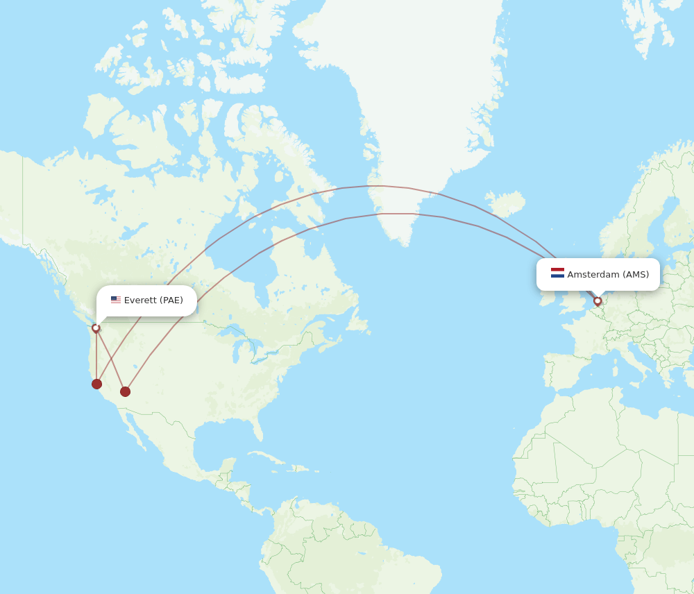 AMS to PAE flights and routes map