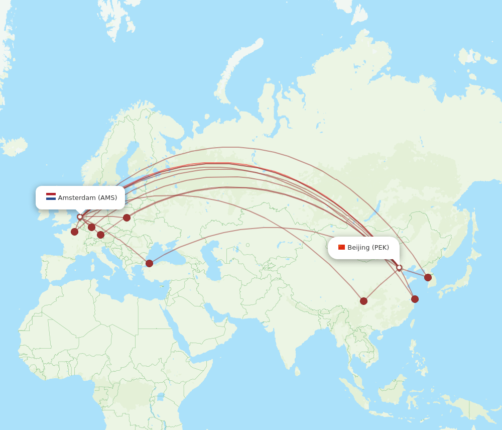 AMS-PEK flight routes