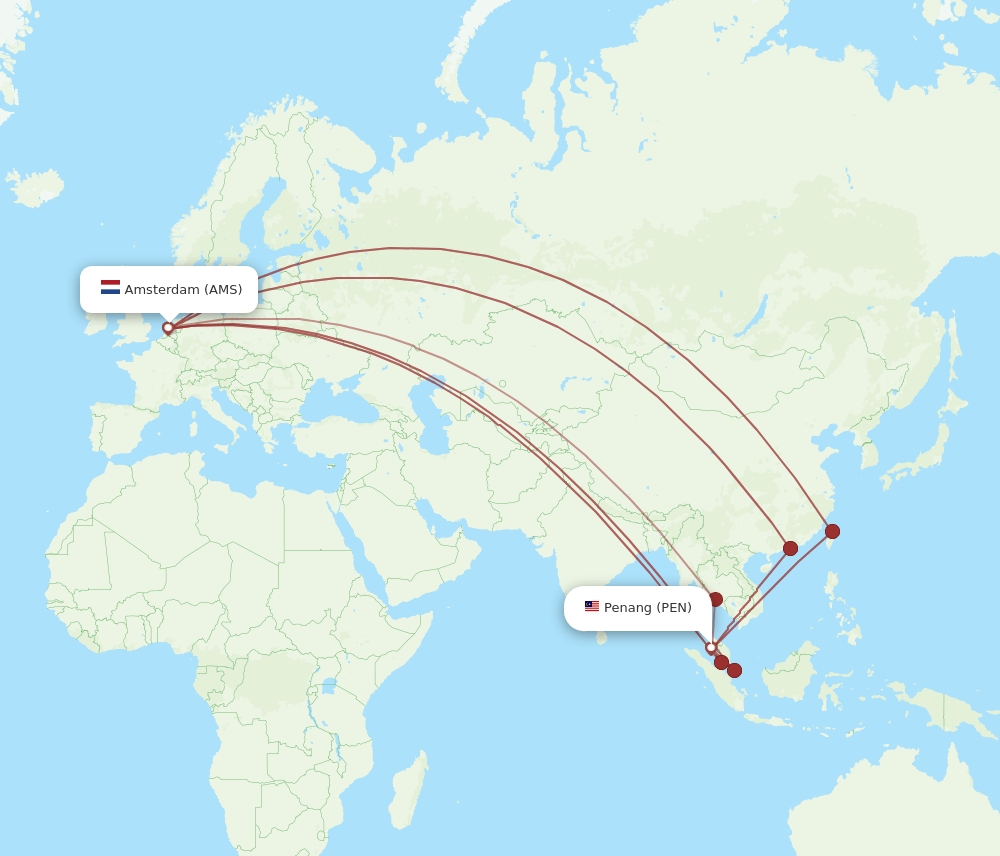 AMS to PEN flights and routes map