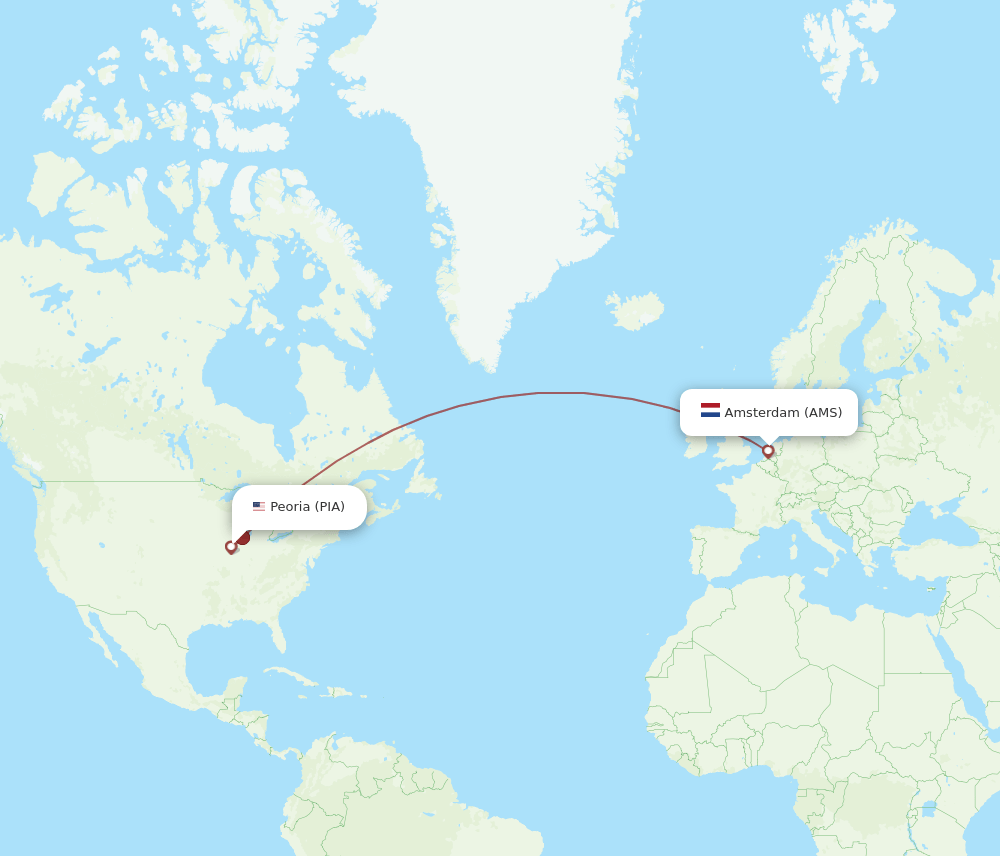 AMS-PIA flight routes