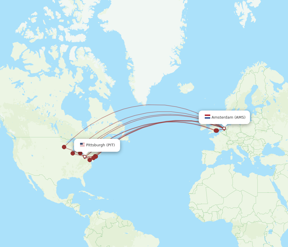 AMS-PIT flight routes