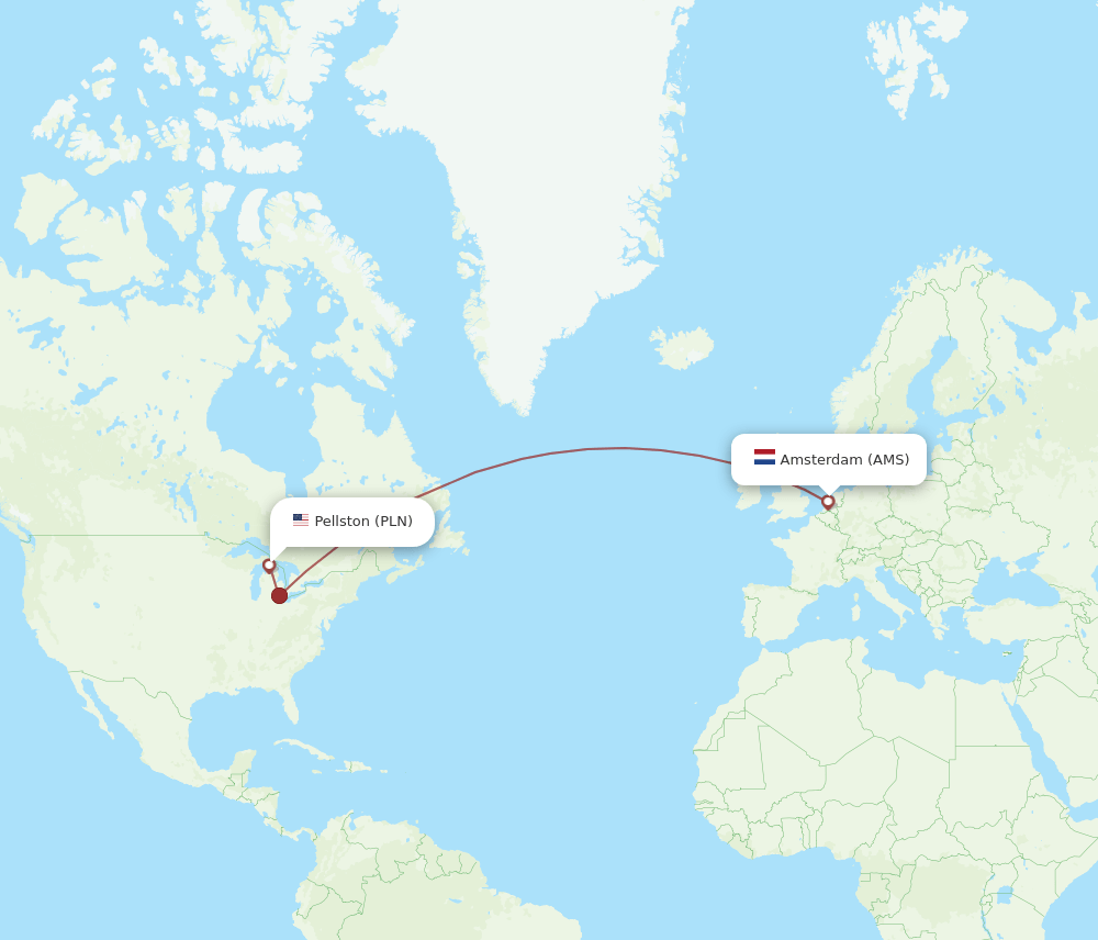AMS to PLN flights and routes map