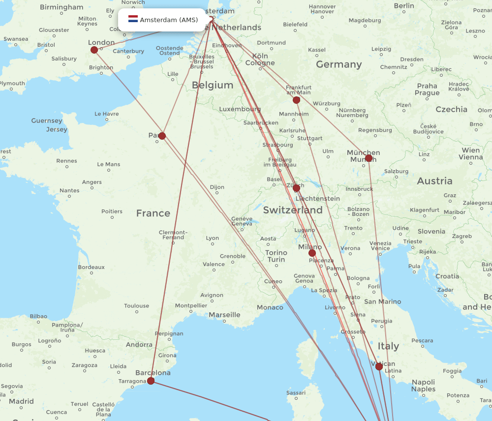 AMS-PMO flight routes