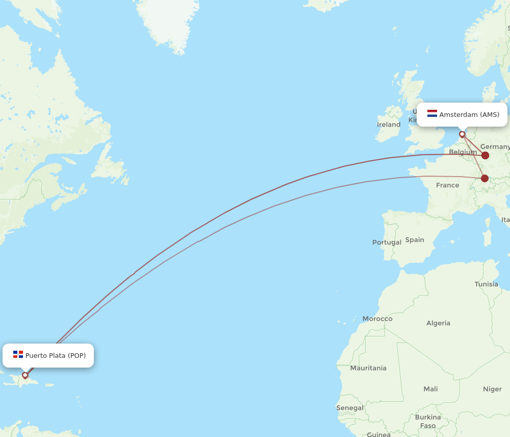 AMS-POP flight routes