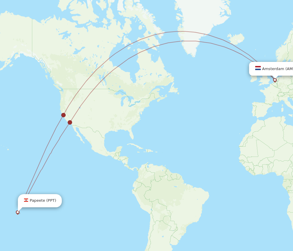 AMS-PPT flight routes