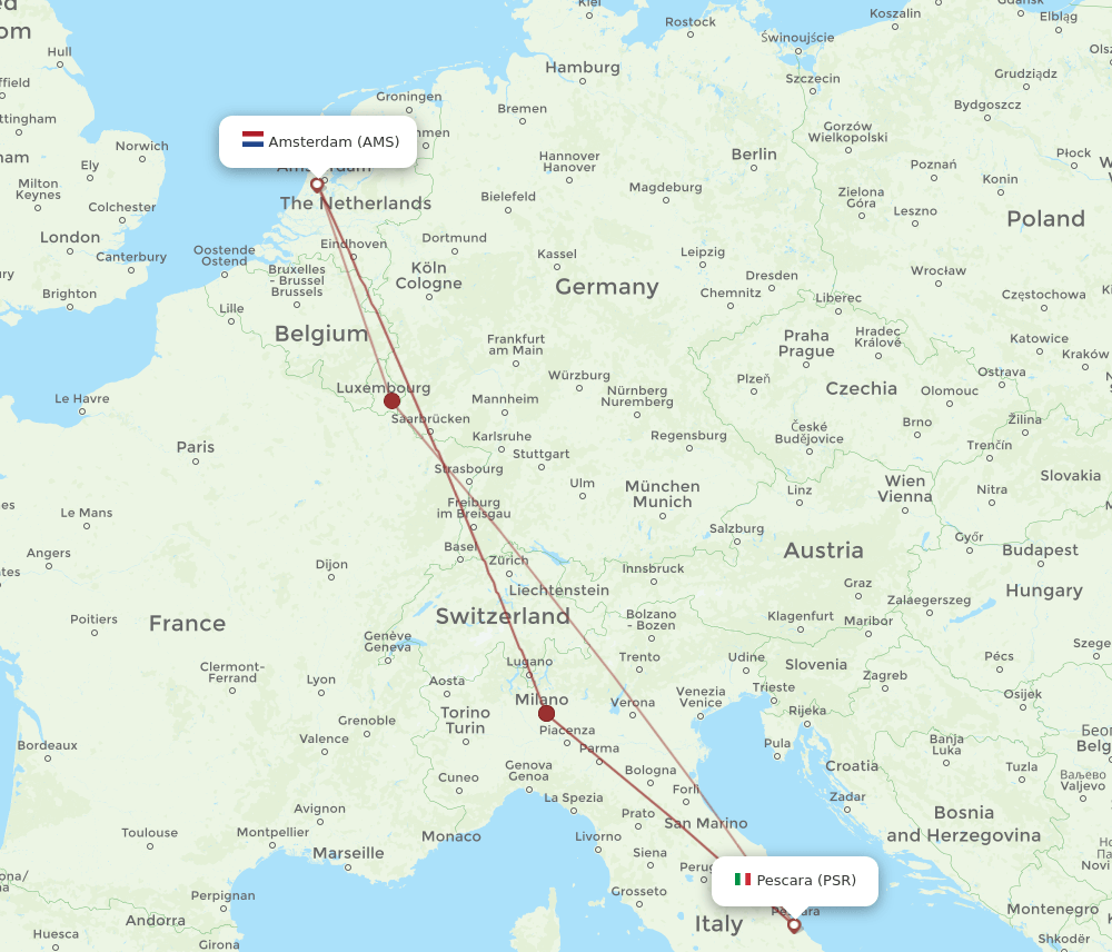 AMS-PSR flight routes