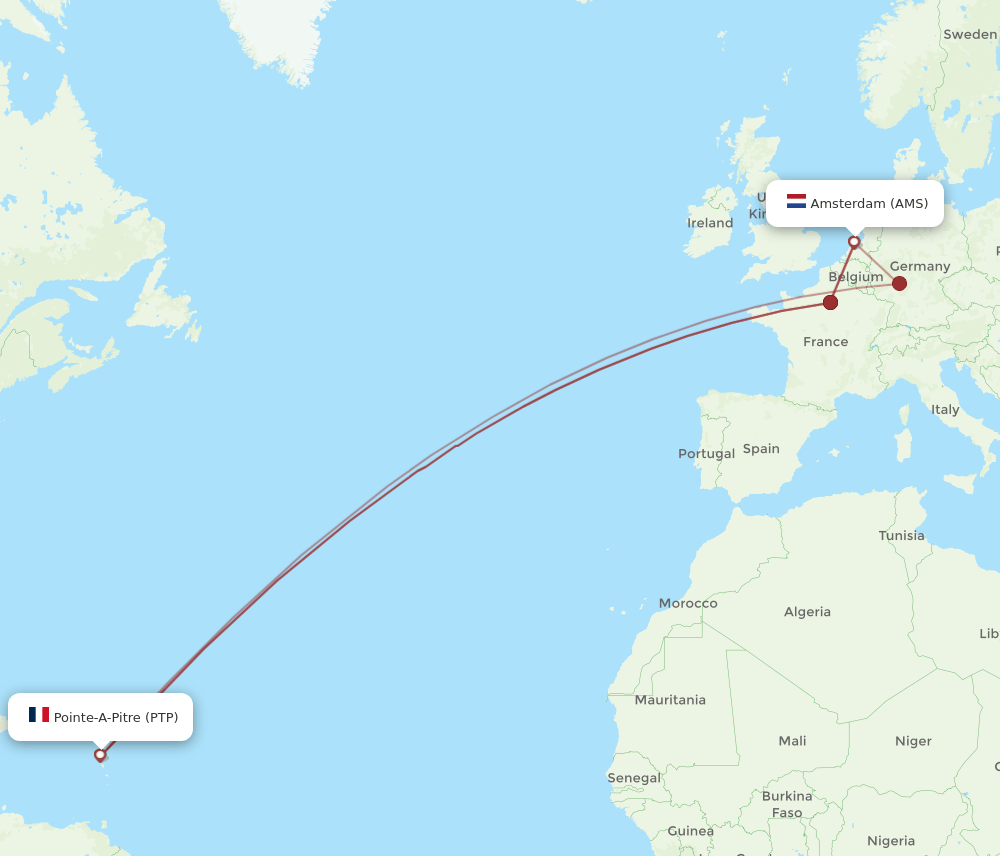 AMS-PTP flight routes