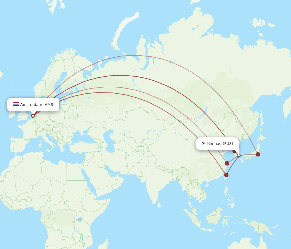 AMS-PUS flight routes