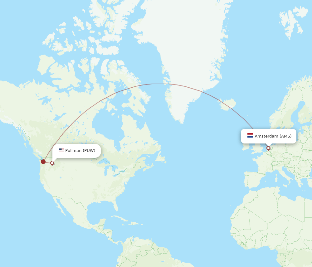 AMS-PUW flight routes