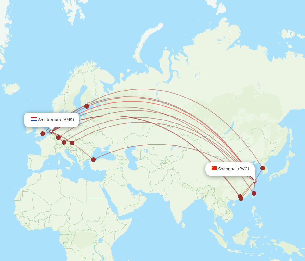 AMS-PVG flight routes