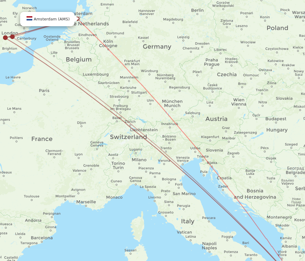 AMS to PVK flights and routes map