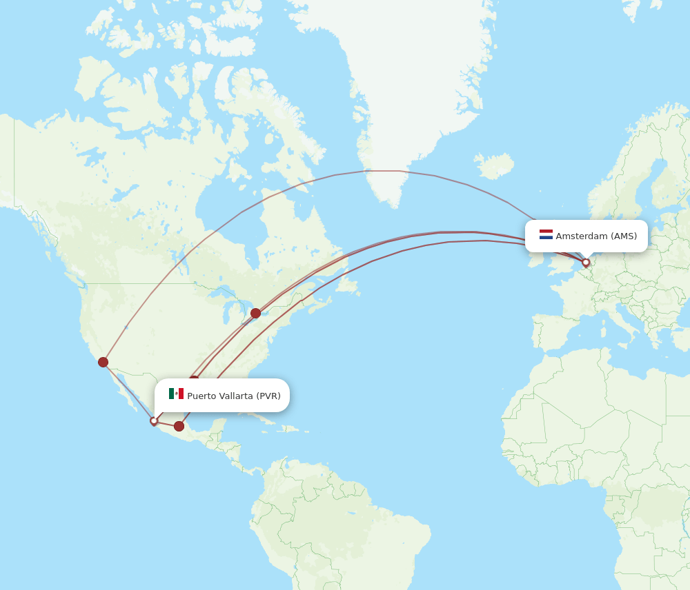 AMS-PVR flight routes