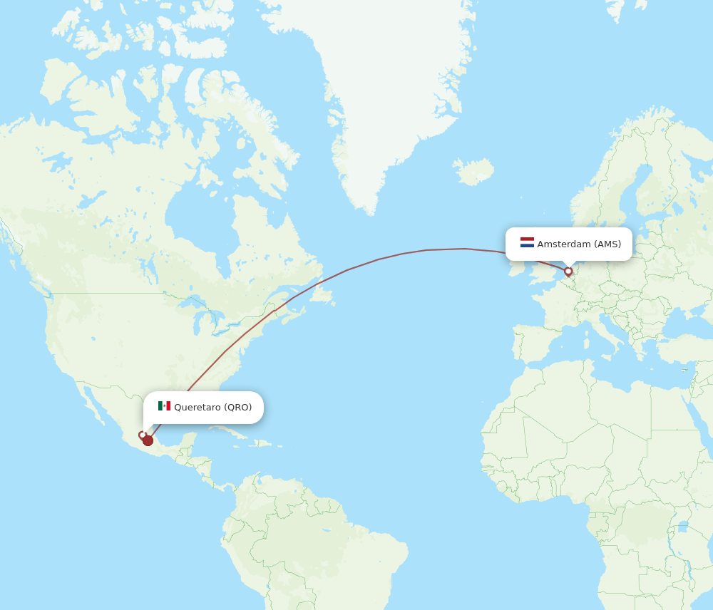 AMS-QRO flight routes