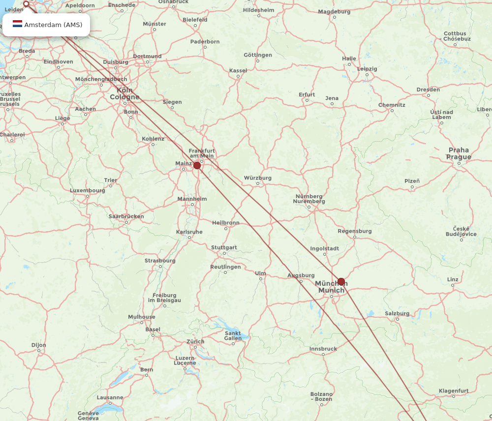 AMS to RJK flights and routes map