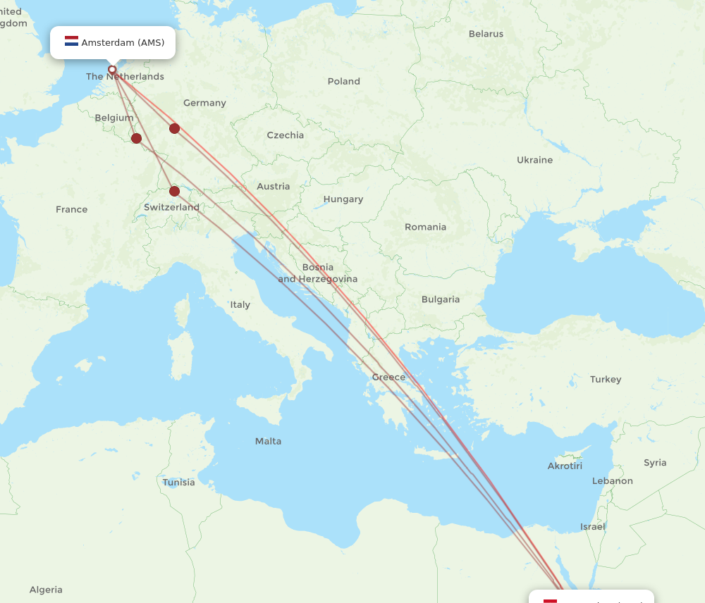 AMS to RMF flights and routes map