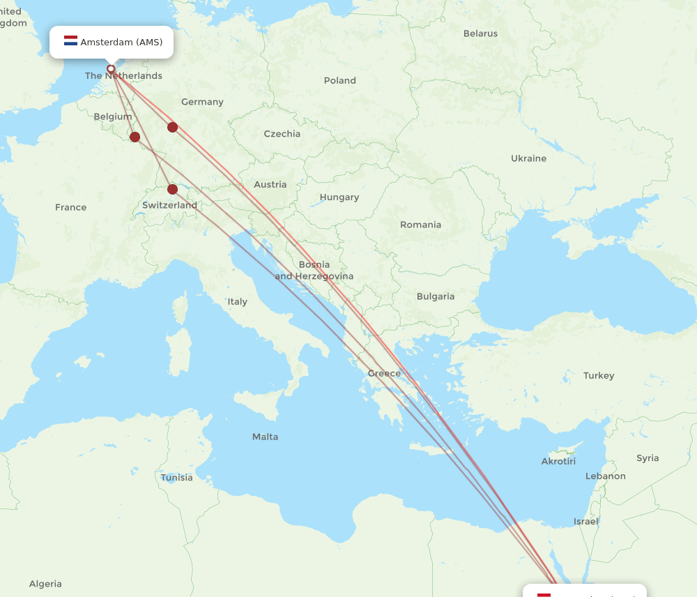 AMS-RMF flight routes