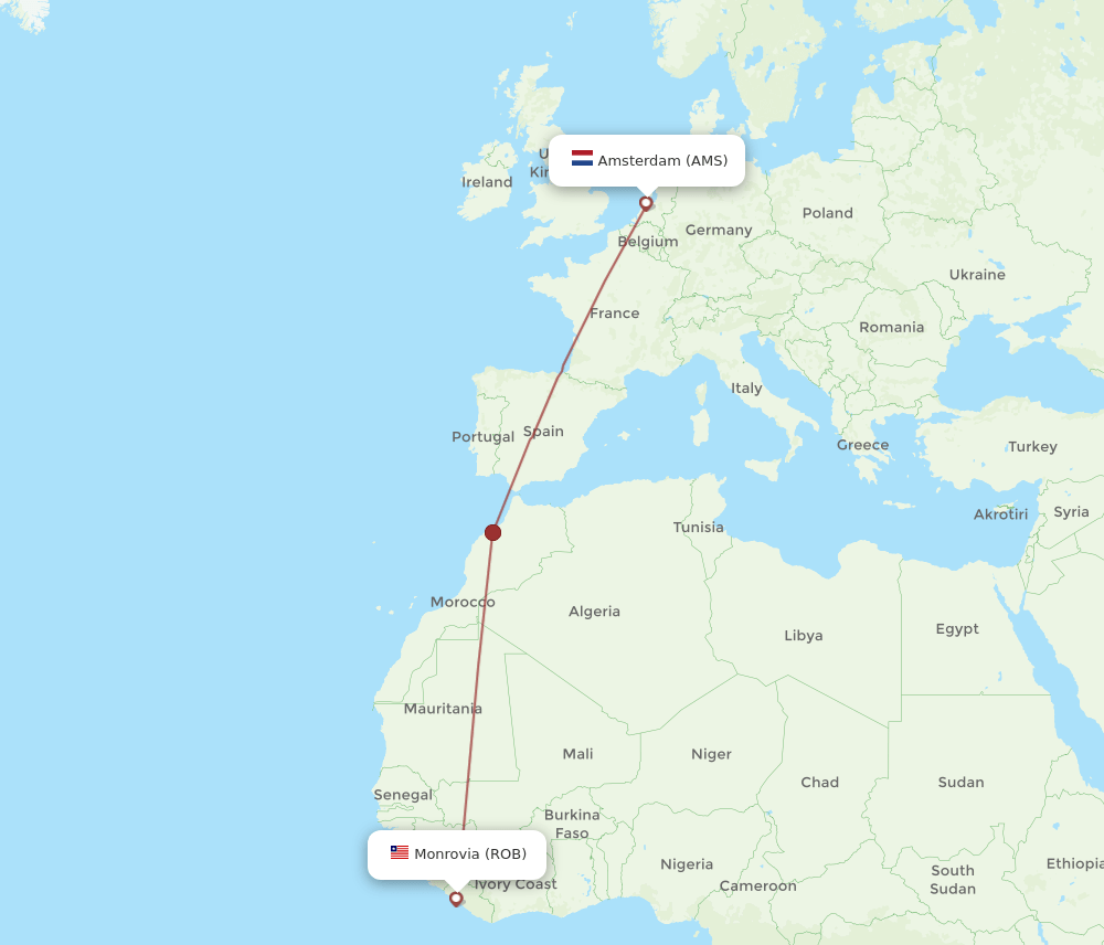 AMS-ROB flight routes
