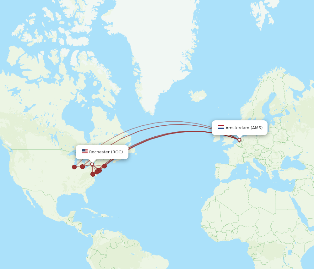 AMS-ROC flight routes