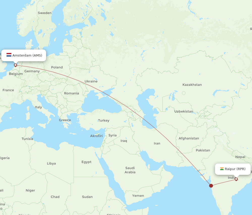 AMS-RPR flight routes