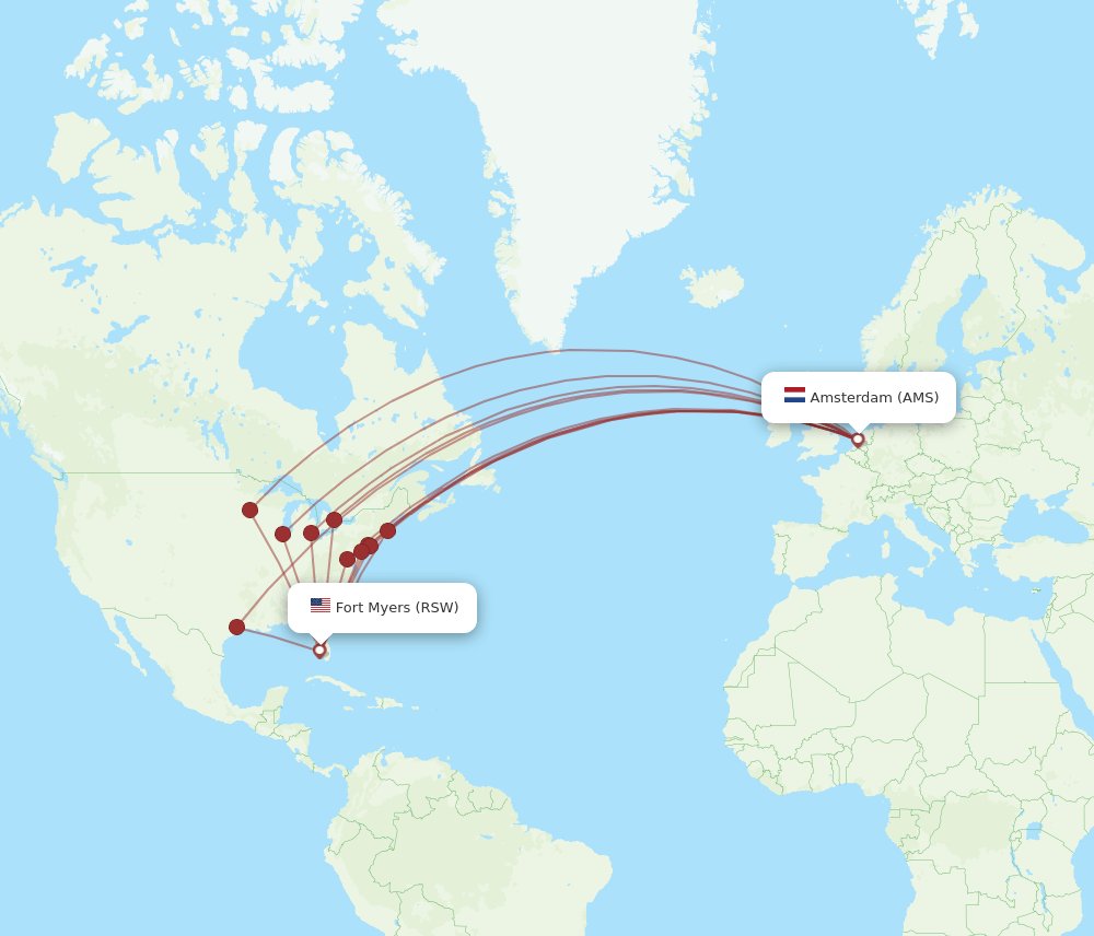 AMS to RSW flights and routes map