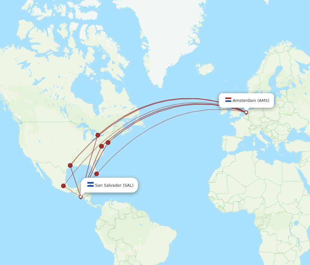 AMS to SAL flights and routes map