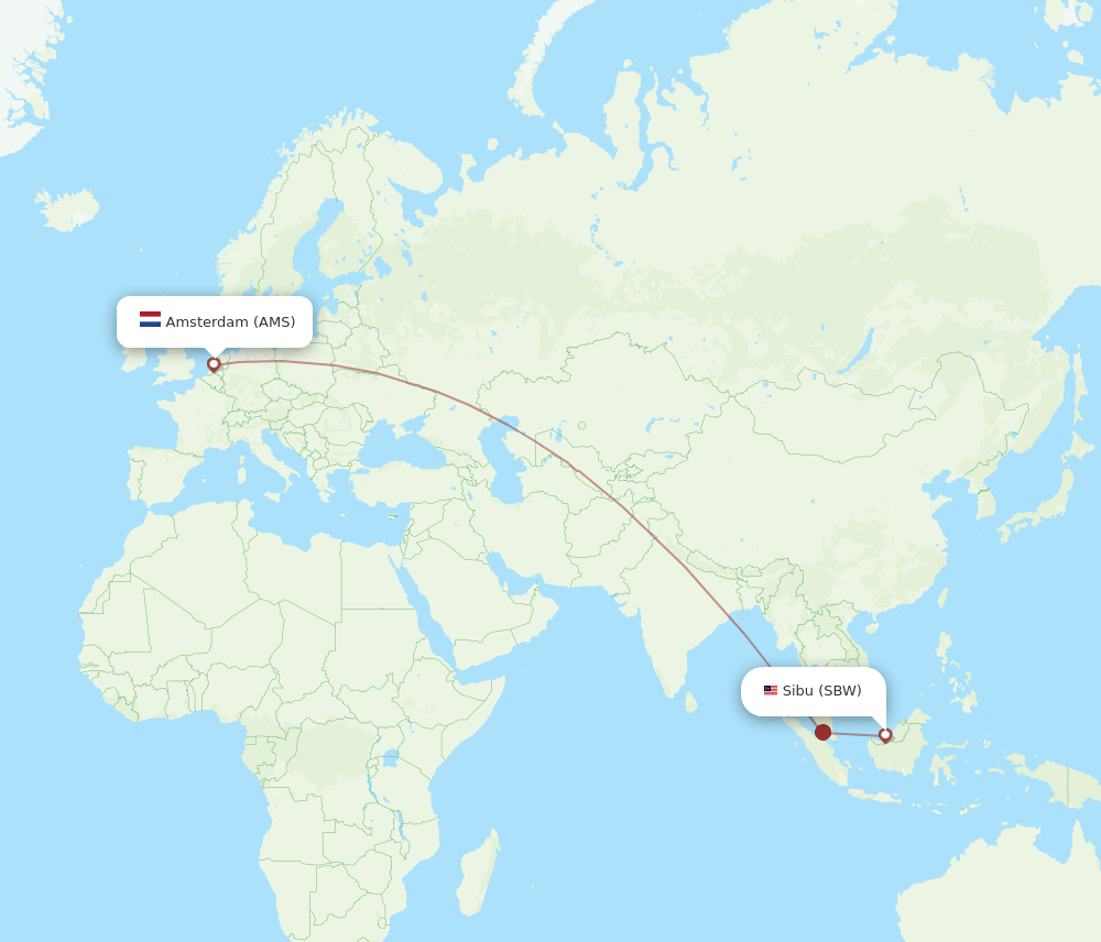 AMS-SBW flight routes