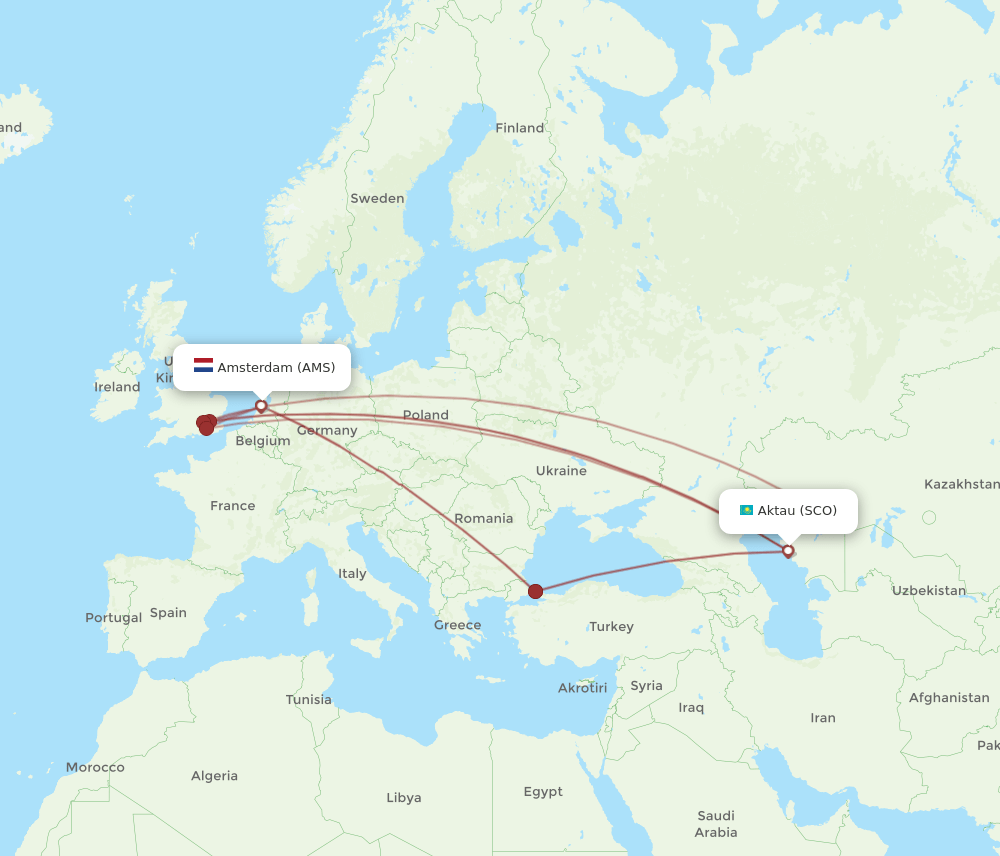 AMS-SCO flight routes