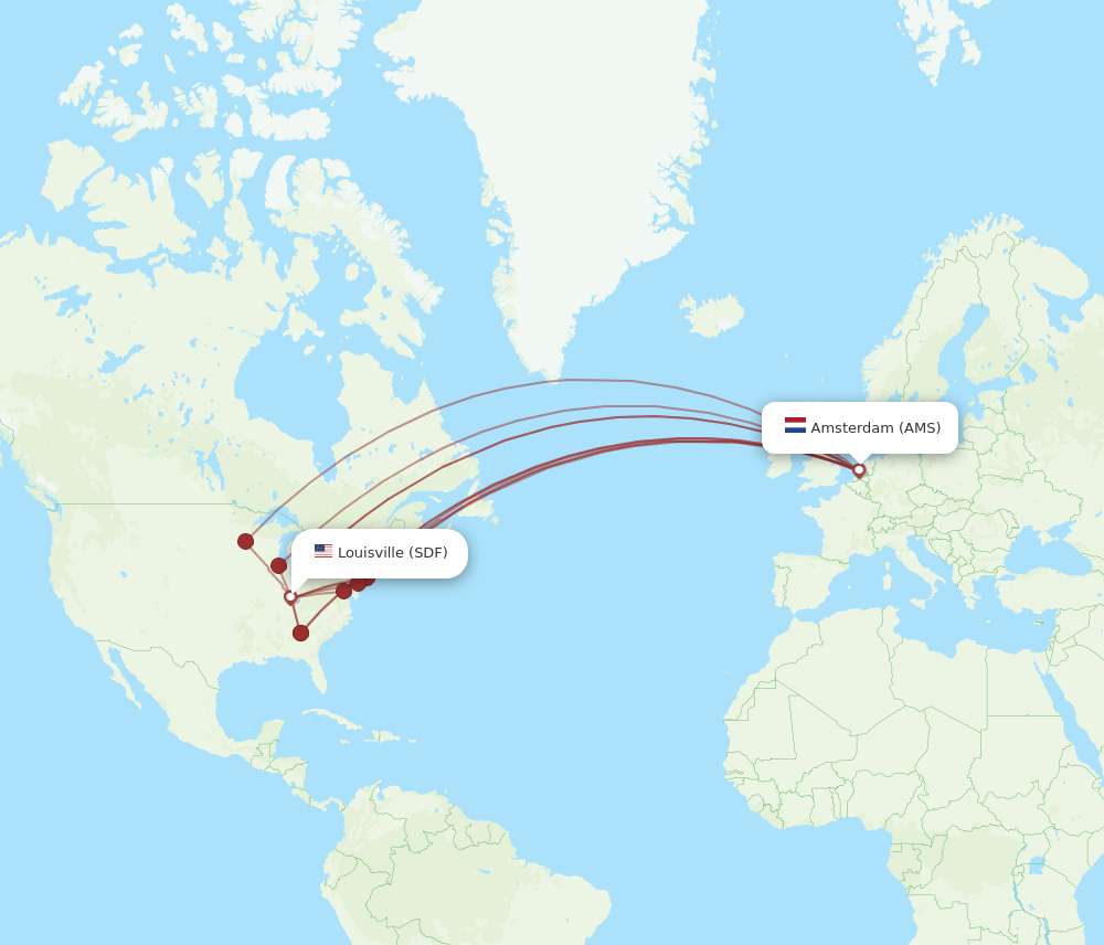 AMS to SDF flights and routes map