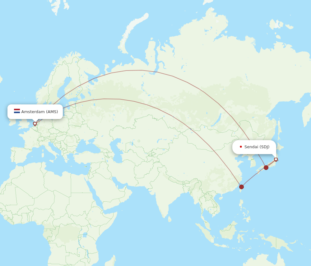 AMS-SDJ flight routes