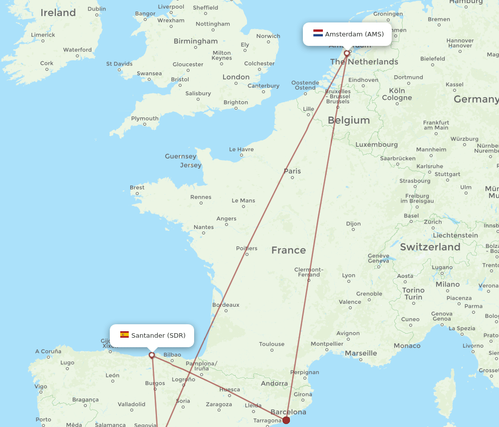 AMS-SDR flight routes