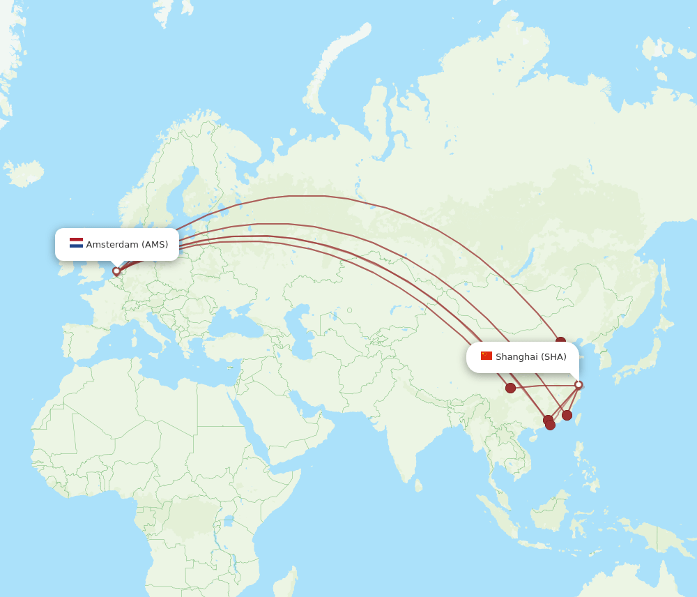 AMS-SHA flight routes