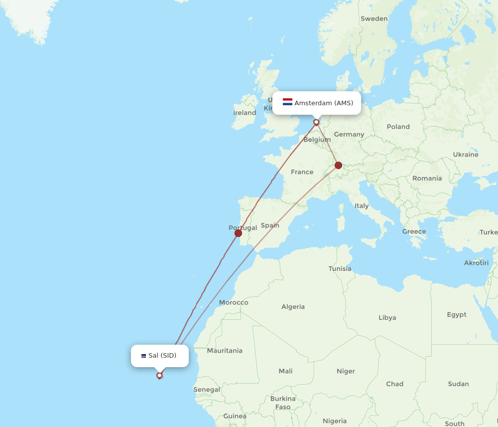 AMS-SID flight routes