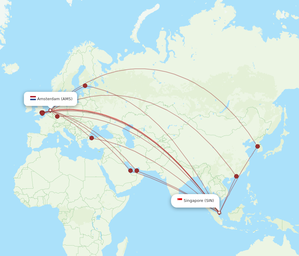 AMS-SIN flight routes