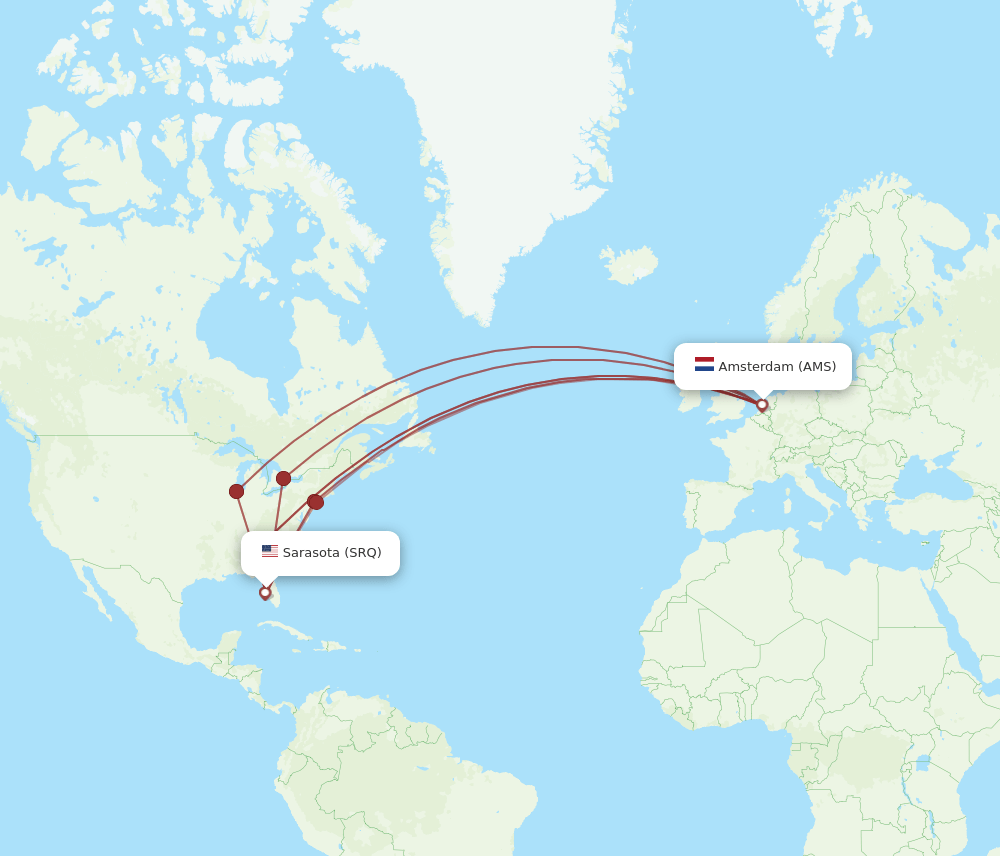 AMS-SRQ flight routes