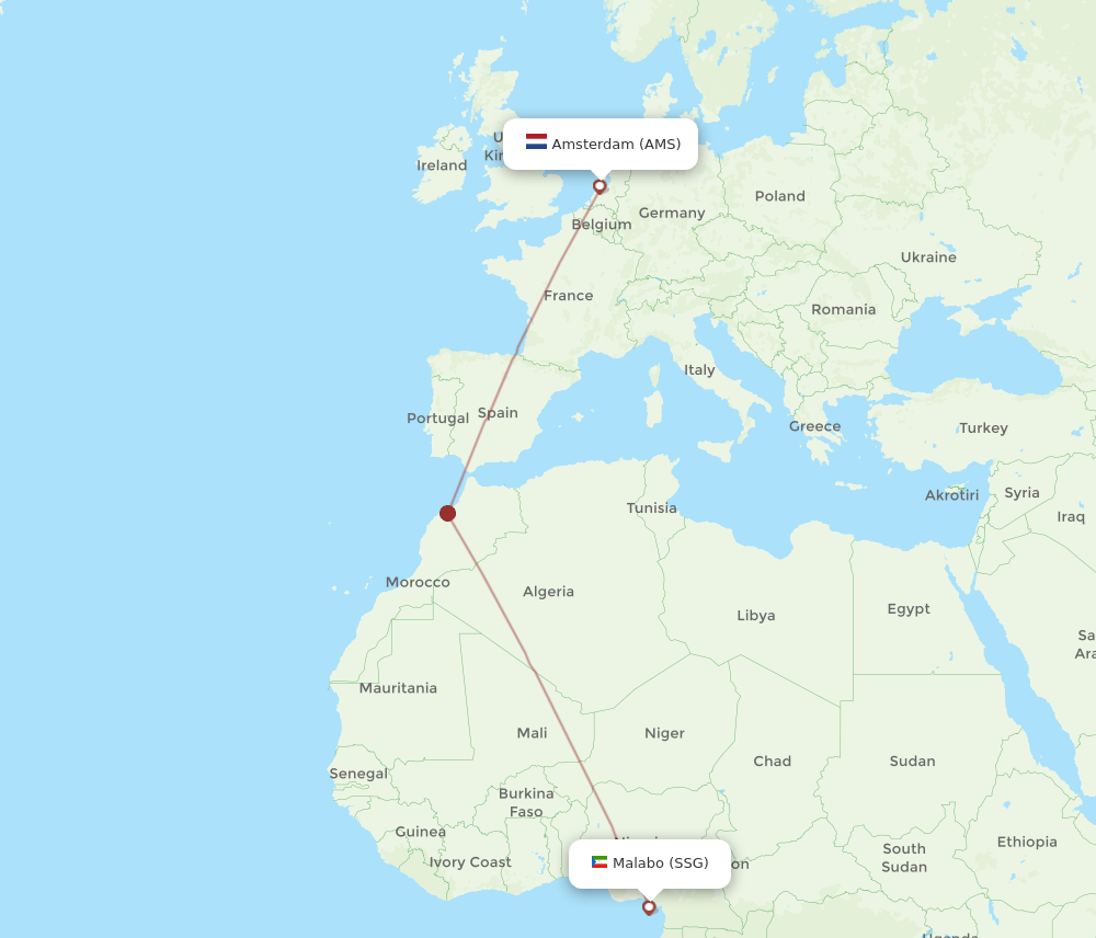 AMS-SSG flight routes