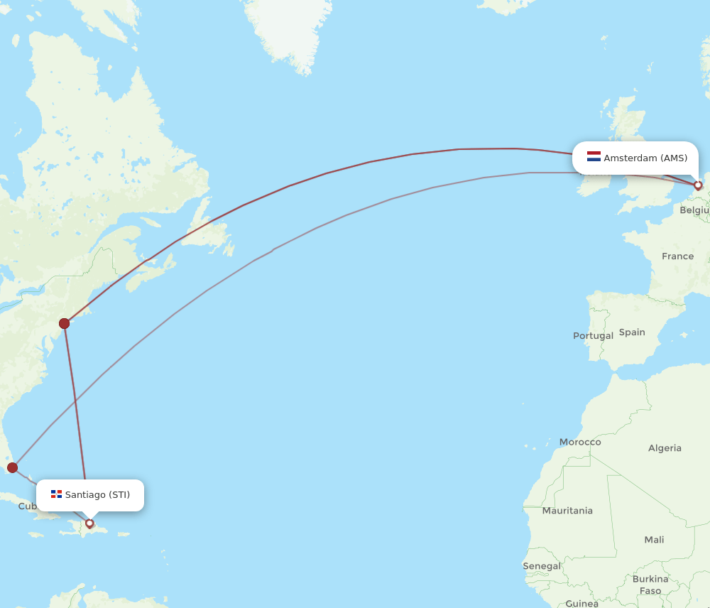 AMS-STI flight routes