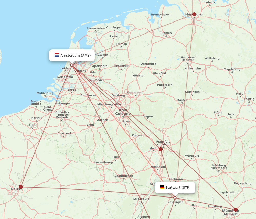 AMS to STR flights and routes map