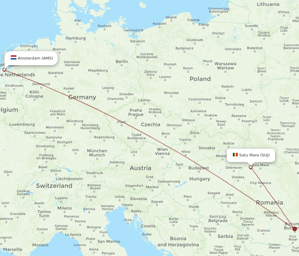AMS to SUJ flights and routes map